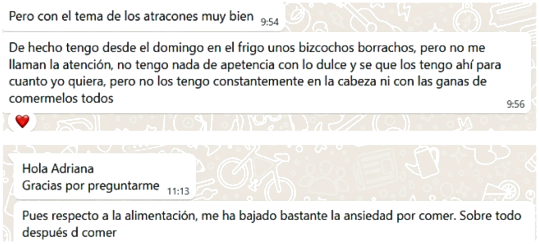 Testimonios de pacientes: sin atracones, regulando hambre y saciedad incluso en momentos de estrés